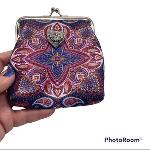 Snap Jewelry Red & Blue Paisley Micro Purse & 18mm Sparkling Heart Ginger Snap!